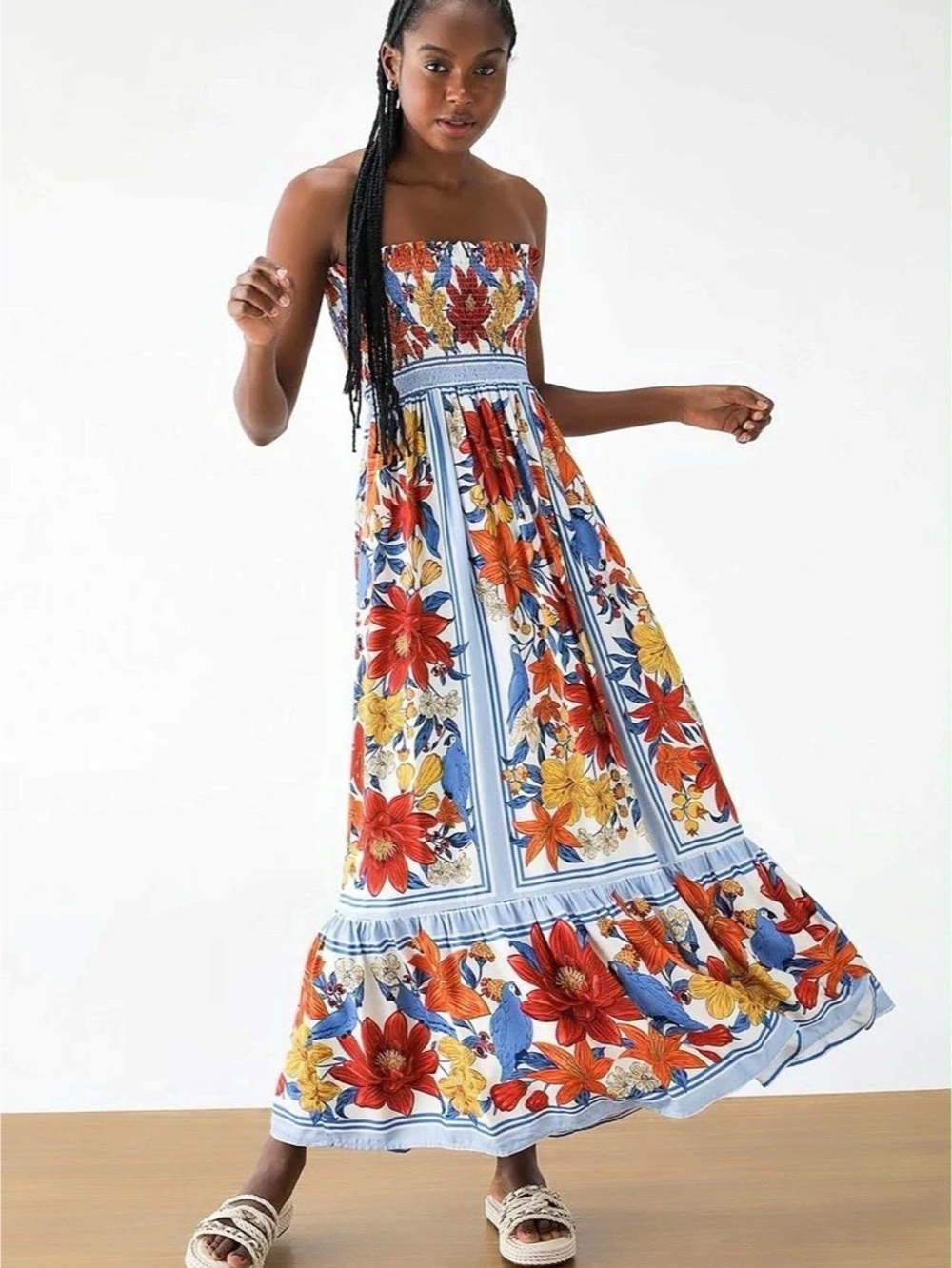 FARM Rio Multicolor Rio Souvenir Strapless Side Ties Maxi Dress
